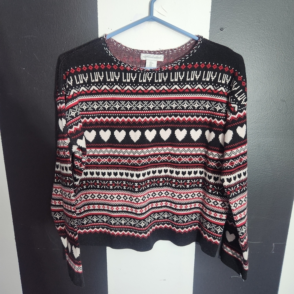 Cupcakes & Cashmere Black and Red LUV Sweater